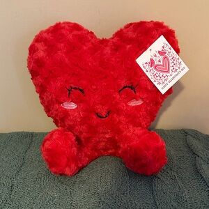 Valentines Plush Heart ❤️ Decor Red Faux Fur NEW!